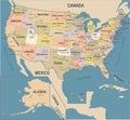 United States Map - Vintage Vector Illustration Royalty Free Stock Photo