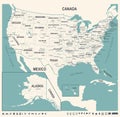 United States Map - Vintage Vector Illustration Royalty Free Stock Photo