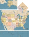 United States Map - Vintage Vector Illustration Royalty Free Stock Photo