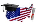 United states maps with Graduation Cap and Diploma