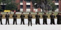 United States Marine Corps Graduates in step