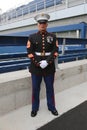 United States Marine officer at Billie Jean King National Tennis Center before unfurling the American flag at US Open 2014
