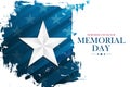 United States Memorial Day celebrate banner with silver star on brush stroke background.