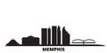 United States, Memphis city skyline isolated vector illustration. United States, Memphis travel black cityscape