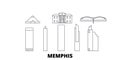 United States, Memphis line travel skyline set. United States, Memphis outline city vector illustration, symbol, travel Royalty Free Stock Photo