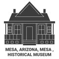 United States, Mesa, Arizona, Mesa , Historical Museum travel landmark vector illustration