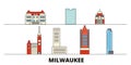 United States, Milwaukee City flat landmarks vector illustration. United States, Milwaukee City line city with famous Royalty Free Stock Photo