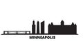 United States, Minneapolis city skyline isolated vector illustration. United States, Minneapolis travel black cityscape Royalty Free Stock Photo