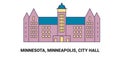 United States, Minnesota, Minneapolis, City Hall travel landmark vector illustration