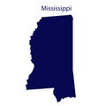 United States Mississippi. Dark blue silhouette of the state