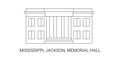 United States, Mississippi, Jackson, Memorial Hall, travel landmark vector illustration