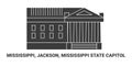 United States, Mississippi, Jackson, Mississippi State Capitol, travel landmark vector illustration
