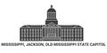 United States, Mississippi, Jackson, Old Mississippi State Capitol, travel landmark vector illustration Royalty Free Stock Photo