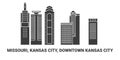 United States, Missouri, Kansas City, Downtown Kansas City, travel landmark vector illustration