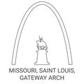 United States, Missouri, Saint Louis, Gateway Arch travel landmark vector illustration Royalty Free Stock Photo