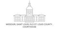 United States, Missouri, Saint Louis, Old St. Louis County , Courthouse travel landmark vector illustration Royalty Free Stock Photo