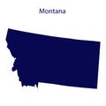 United States Montana. Dark blue silhouette of the state