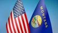 United States and Montana state two flags