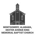 United States, Montgomery, Alabama, Dexter Avenue King Memorial Baptist Church travel landmark vector illustration Royalty Free Stock Photo