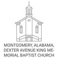 United States, Montgomery, Alabama, Dexter Avenue King Memorial Baptist Church travel landmark vector illustration Royalty Free Stock Photo