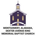 United States, Montgomery, Alabama, Dexter Avenue King Memorial Baptist Church travel landmark vector illustration Royalty Free Stock Photo