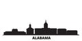 United States, Montgomery city skyline isolated vector illustration. United States, Montgomery travel black cityscape