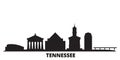 United States, Nashville city skyline isolated vector illustration. United States, Nashville travel black cityscape