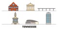 United States, Nashville flat landmarks vector illustration. United States, Nashville line city with famous travel