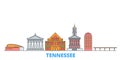 United States, Nashville line cityscape, flat vector. Travel city landmark, oultine illustration, line world icons
