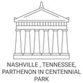 United States, Nashville , Tennessee, Parthenon In Centennial Park travel landmark vector illustration Royalty Free Stock Photo