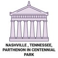 United States, Nashville , Tennessee, Parthenon In Centennial Park travel landmark vector illustration Royalty Free Stock Photo