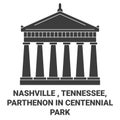 United States, Nashville , Tennessee, Parthenon In Centennial Park travel landmark vector illustration Royalty Free Stock Photo