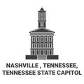 United States, Nashville , Tennessee, Tennessee State Capitol travel landmark vector illustration Royalty Free Stock Photo