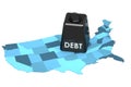 United States national debt or budget deficit financial crisis concept Royalty Free Stock Photo