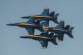 United States Navy Blue Angels in a tight formation during a demonstration on Fleet Week Royalty Free Stock Photo