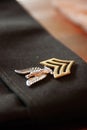 United States Navy First Class Petty Officer Pin on Service Uniform Cover