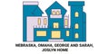 United States, Nebraska, Omaha, George And Sarah, Joslyn Home travel landmark vector illustration