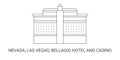 United States, Nevada, Las Vegas, Bellagio Hotel And Casino, Travel Landmark Vector Illustration