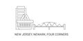 United States, New Jersey, Newark, Four Corners, travel landmark vector illustration