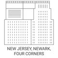 United States, New Jersey, Newark, Four Corners travel landmark vector illustration