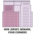 United States, New Jersey, Newark, Four Corners travel landmark vector illustration