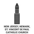 United States, New Jersey, Newark, St. Vincent De Paul Catholic Church travel landmark vector illustration