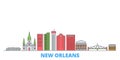 United States, New Orleans line cityscape, flat vector. Travel city landmark, oultine illustration, line world icons Royalty Free Stock Photo