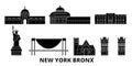 United States, New York Bronx flat travel skyline set. United States, New York Bronx black city vector illustration Royalty Free Stock Photo