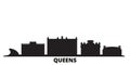 United States, New York Queens city skyline isolated vector illustration. United States, New York Queens travel black Royalty Free Stock Photo