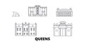 United States, New York Queens line travel skyline set. United States, New York Queens outline city vector illustration Royalty Free Stock Photo