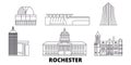 United States, New York Rochester line travel skyline set. United States, New York Rochester outline city vector