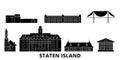 United States, New York Staten Island flat travel skyline set. United States, New York Staten Island black city vector Royalty Free Stock Photo