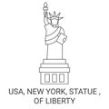 United States, New York, Statue , Of Liberty travel landmark vector illustration Royalty Free Stock Photo