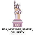 United States, New York, Statue , Of Liberty travel landmark vector illustration Royalty Free Stock Photo